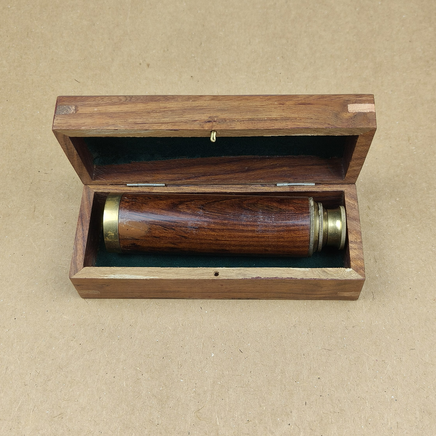2-Draw Brass Telescope with Wooden Box