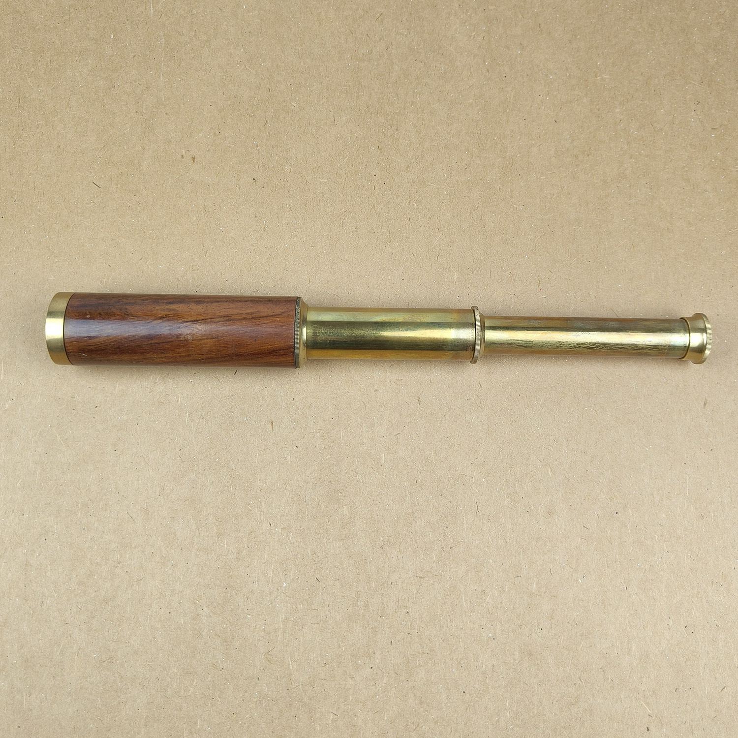 2-Draw Brass Telescope with Wooden Box