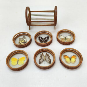Bamboo Butterfly Coasters Set of 6 with Holder_