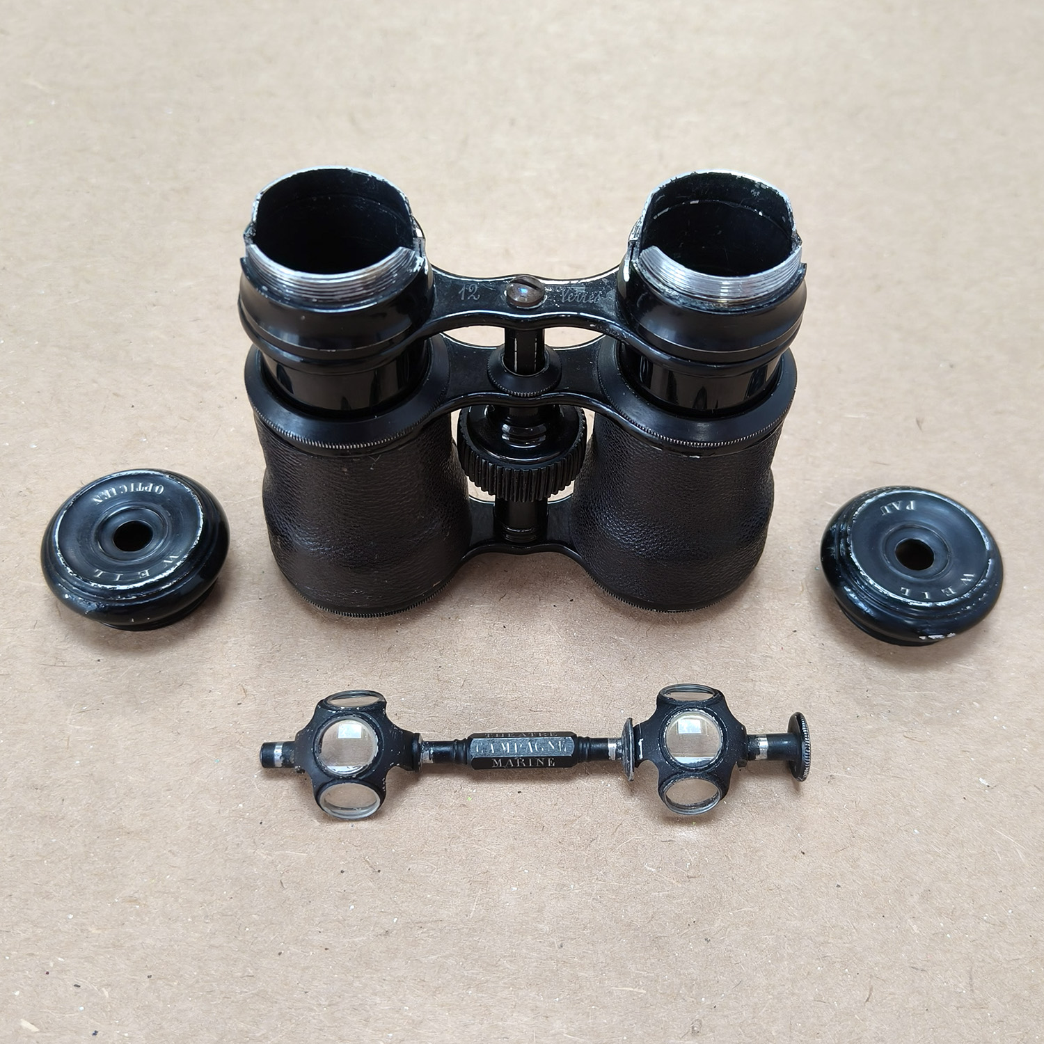 Antique French WEIL PAU 12 Verres Binoculars