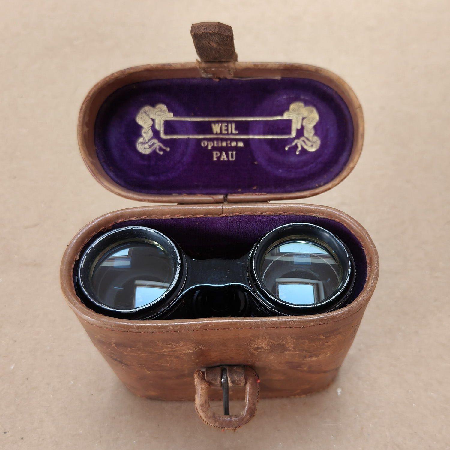 Antique French WEIL PAU 12 Verres Binoculars